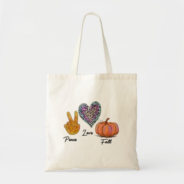Bolso De Tela Peace Love Fall (Frente)
