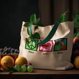 Bolso De Tela Peace Love Farm