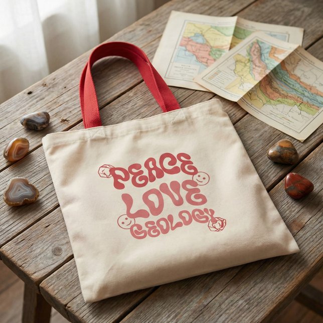 Bolso De Tela Peace Love Geology Retro (Subido por el creador)