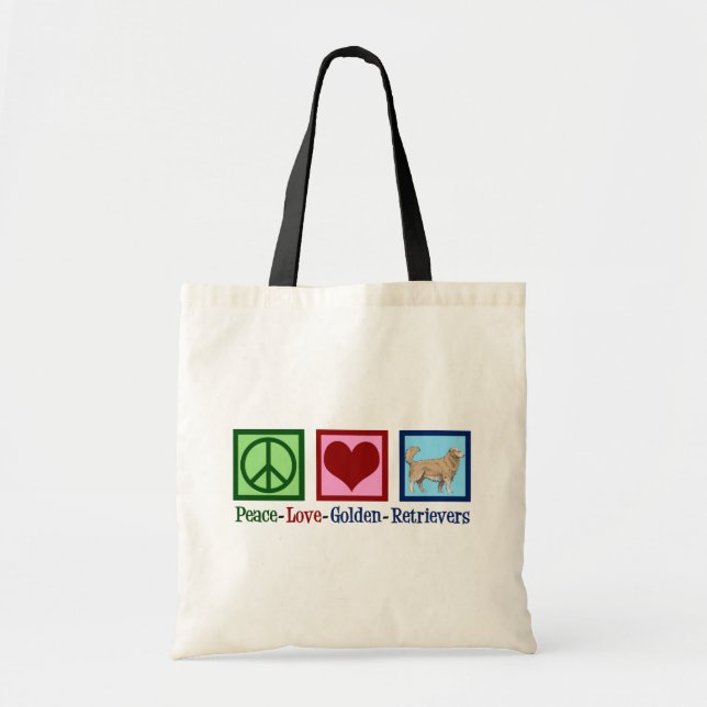 Bolso De Tela Peace Love Golden Retrivers (Frente)
