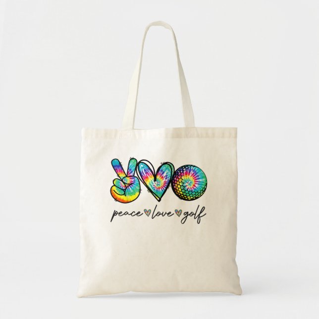 Bolso De Tela Peace Love Golf Tie Dye Cute Golf Amantes (Frente)