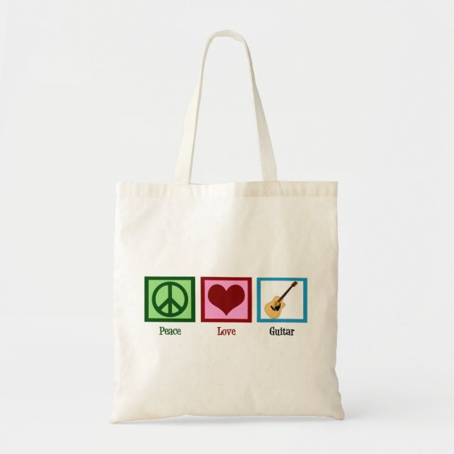 Bolso De Tela Peace Love Guitar (Frente)