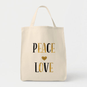 Bolso De Tela Peace Love Heart