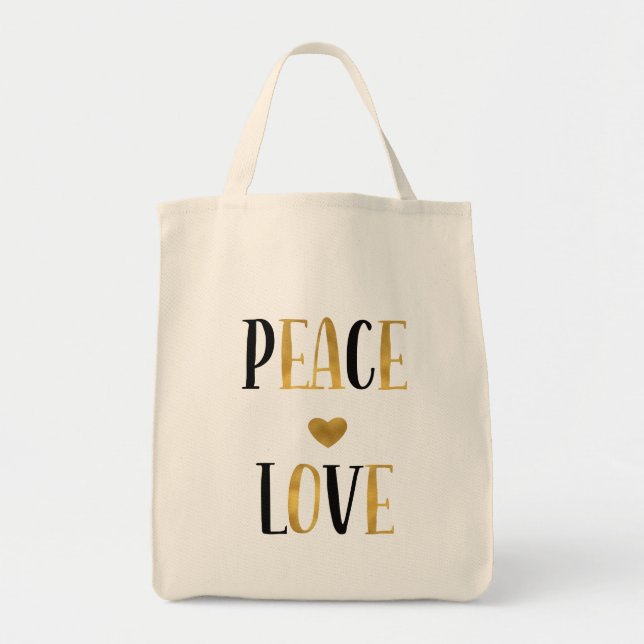 Bolso De Tela Peace Love Heart (Frente)