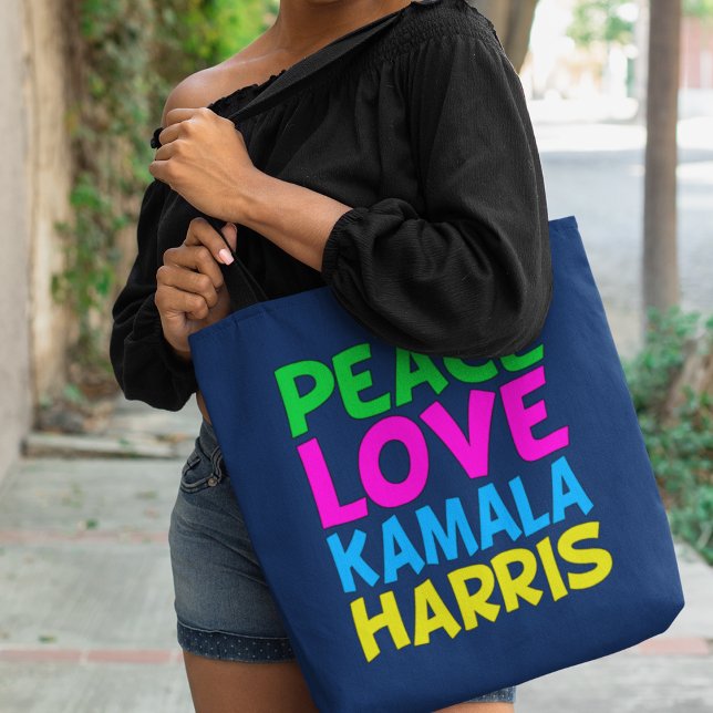 Bolso De Tela Peace Love Kamala Harris Cute Blue (Subido por el creador)