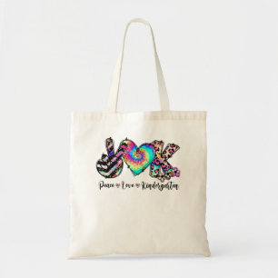 Bolso De Tela Peace Love Kindergarten Profesor Estudiante de Kin