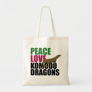 Bolso De Tela Peace Love Komodo Dragons