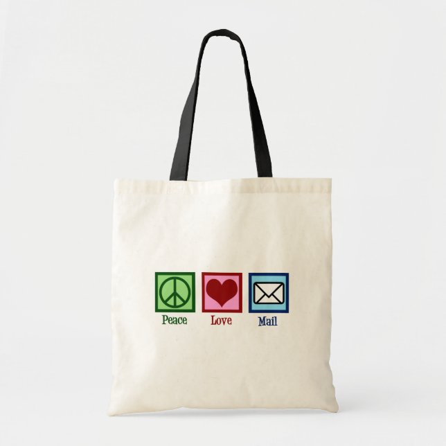 Bolso De Tela Peace Love Mail (Frente)