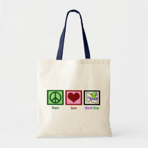 Bolso De Tela Peace Love Mardi Gras