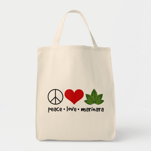 Bolso De Tela Peace Love Marinara Basil deja racimo (Frente)