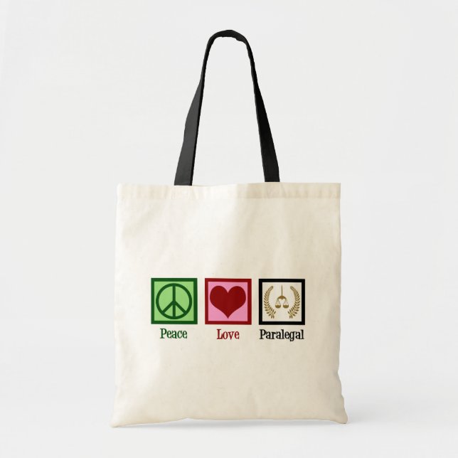 Bolso De Tela Peace Love Paralegal (Frente)
