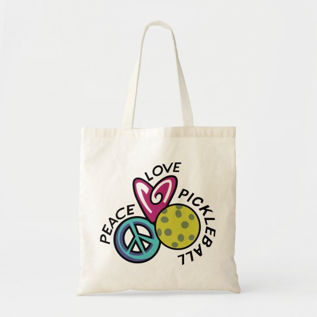 Bolso De Tela Peace Love Pickleball (Frente)
