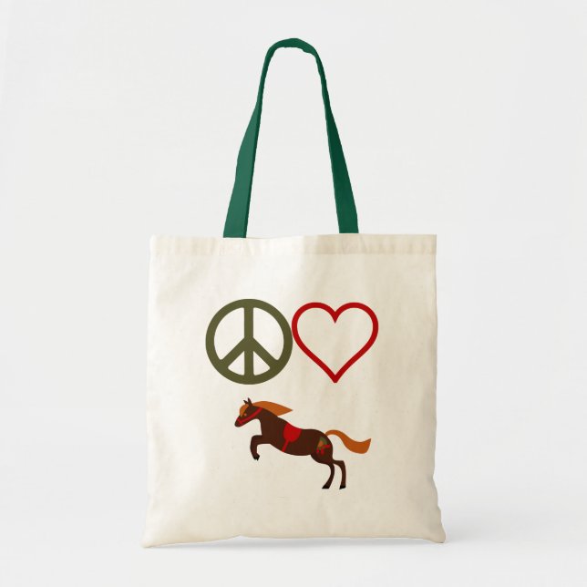 Bolso De Tela Peace Love Ponies Retro Jumping Horse (Frente)