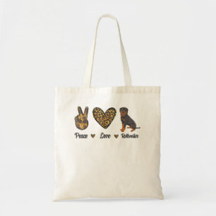 Bolso De Tela Peace Love Rottweiler Lover Mascota Dog Puppy Prop