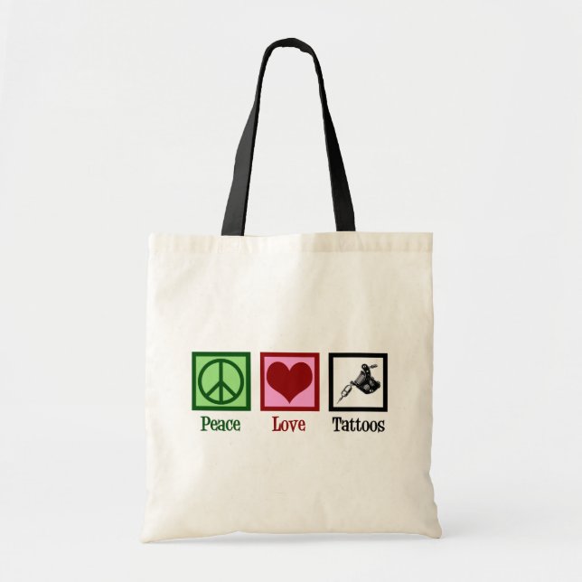Bolso De Tela Peace Love Tattoos Cute Tattoo Artista (Frente)