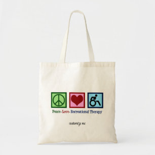 Bolso De Tela Peace Love Terapia Recreativa Personalizada