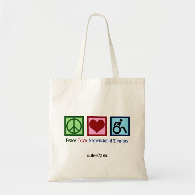 Bolso De Tela Peace Love Terapia Recreativa Personalizada (Frente)