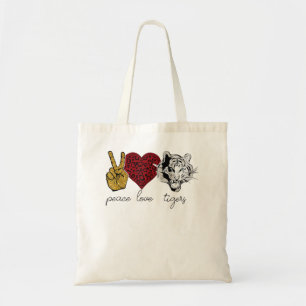 Bolso De Tela Peace Love Tiger Animal Face Tiger Lover