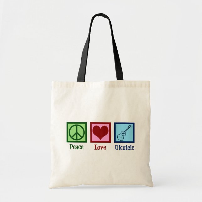 Bolso De Tela Peace Love Ukulele (Frente)