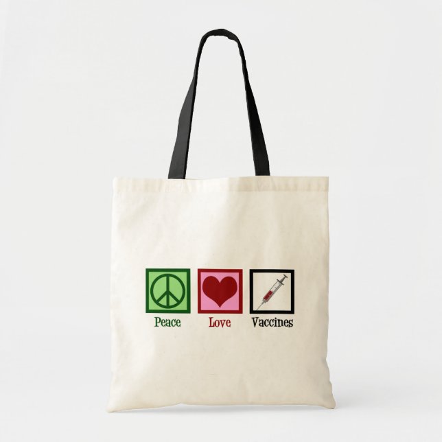 Bolso De Tela Peace Love Vaccines (Frente)