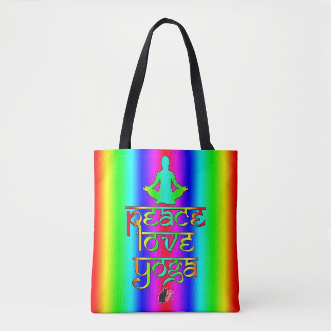 Bolso De Tela Peace Love Yoga Tote Bag (Anverso)