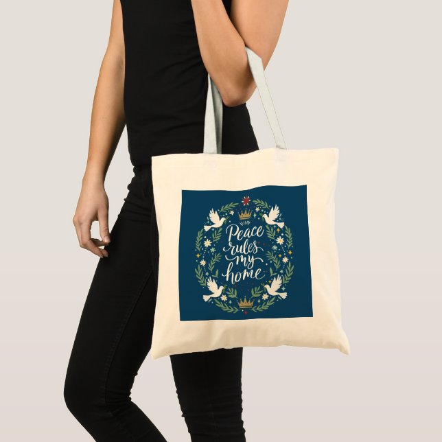 Bolso De Tela Peace Rules My Home (Anverso (producto))