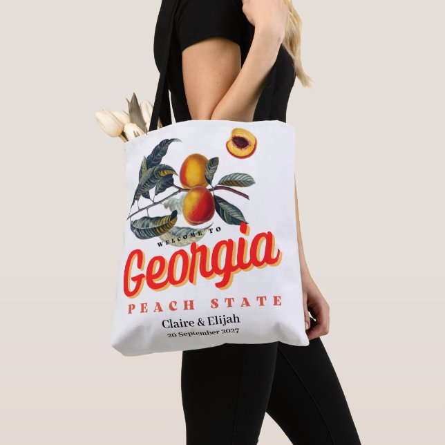 Bolso De Tela Peach State Georgia Boda Tote Bag (Detalle)