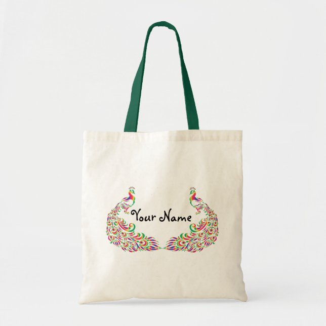 Bolso De Tela Peacock arcoiris doble (Frente)