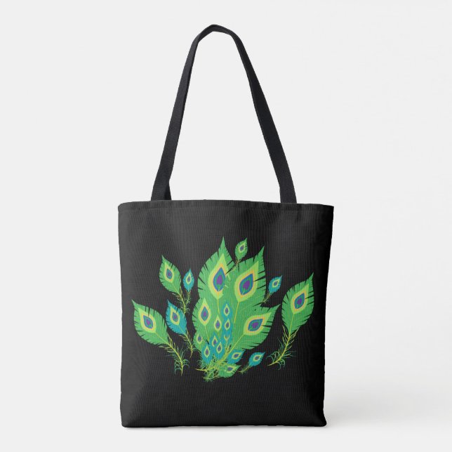 Bolso De Tela Peacock Feathers | Pájaros de pavo real | Moda (Reverso)