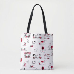 Bolso De Tela PEANUTS Patrón rojo y negro