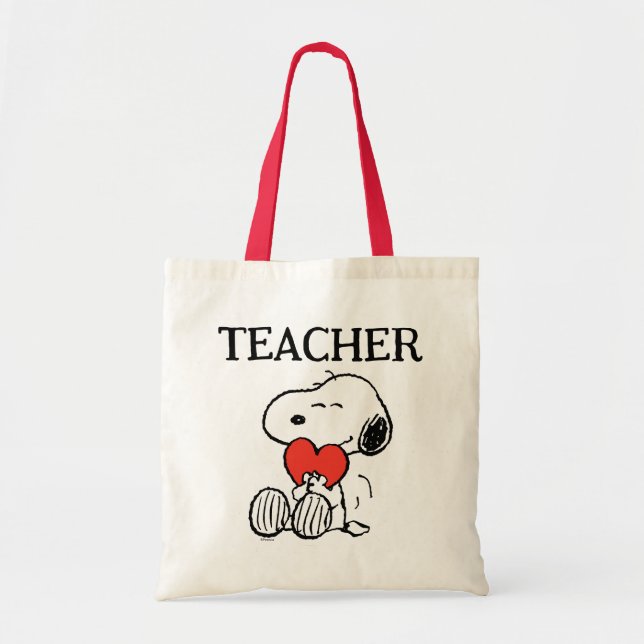 Bolso De Tela Peanuts | Snoopy Heart Hug Teacher (Frente)