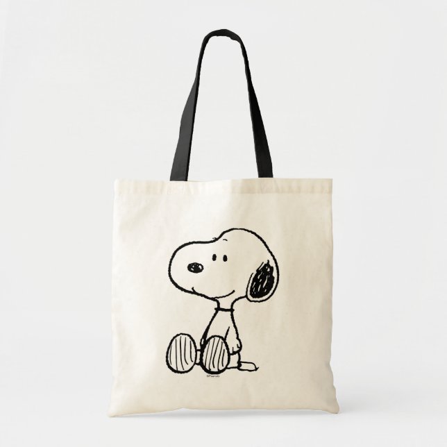 Bolso De Tela PEANUTS | Snoopy on Black White Comics (Frente)
