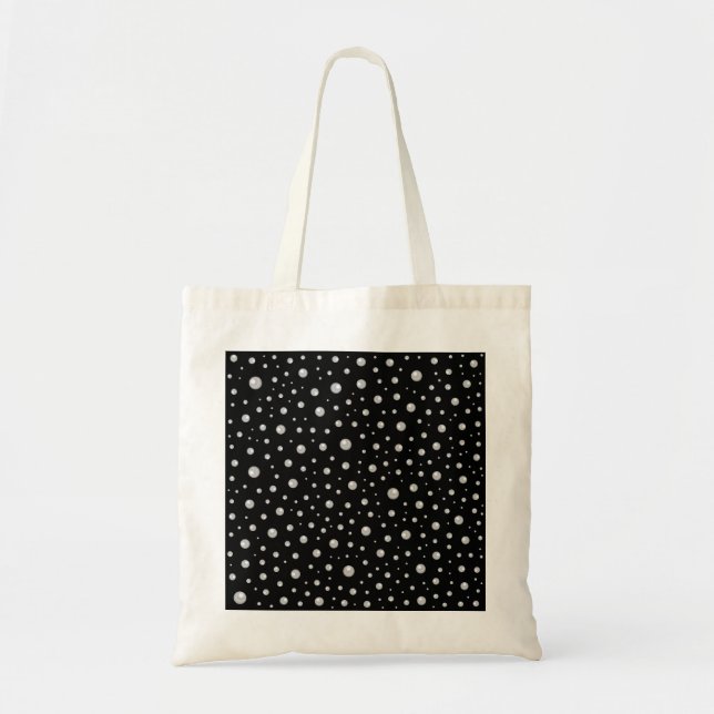 Bolso De Tela Pearl Pattern on Black Background (Frente)