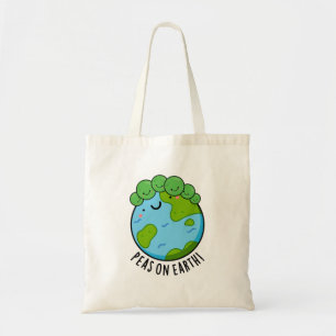 Bolso De Tela Peas On Earth Funny Veggie Peace Pun