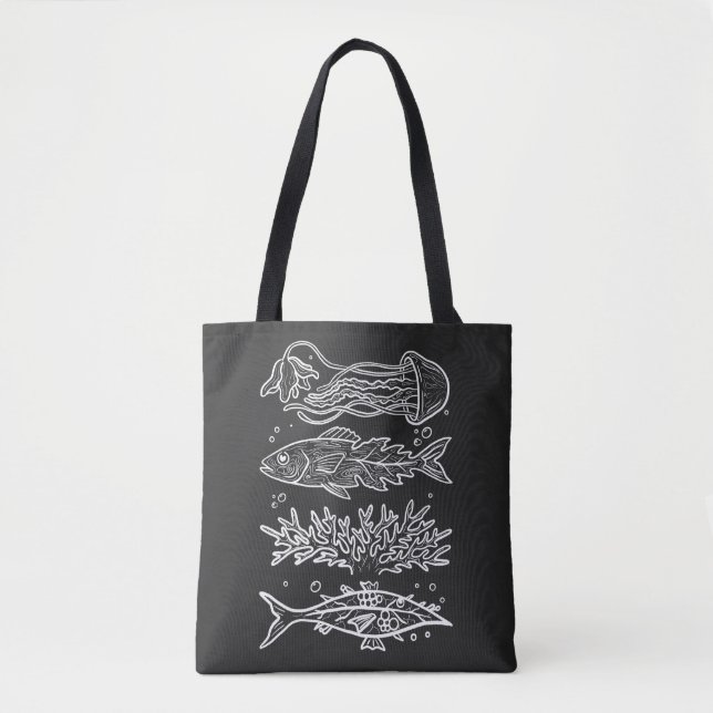 Bolso De Tela Peces Extraños del Mar Profundo (Anverso)