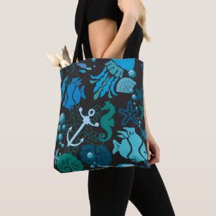 Bolso De Tela Peces submarinos y conchas marinas