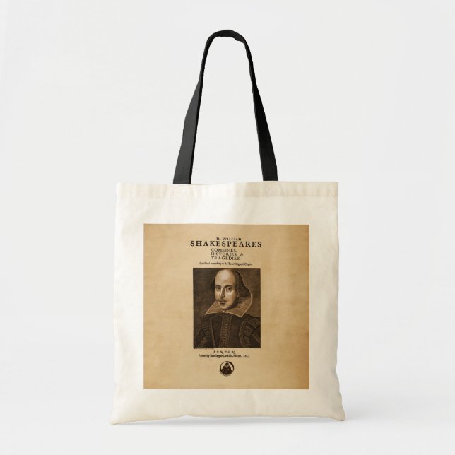 Bolso De Tela Pedazo delantero al primer folio de Shakespeare (Frente)