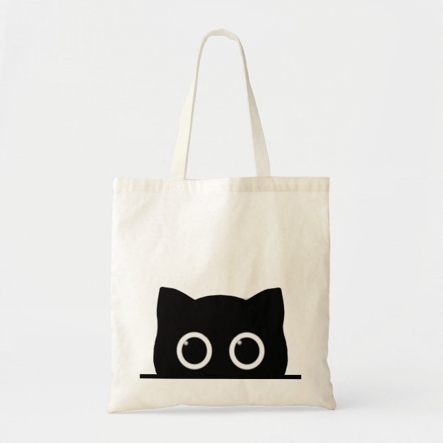 Bolso De Tela Peeking Black Cat (Frente)