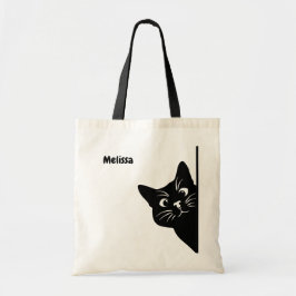 Bolso De Tela Peeking Black Cat Personalized Gift for Cat Lovers
