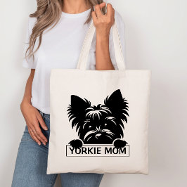 Bolso De Tela Peeking Yorkie Black Silhouette Yorkie Mom