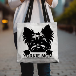 Bolso De Tela Peeking Yorkie Black Silhouette Yorkie Mom