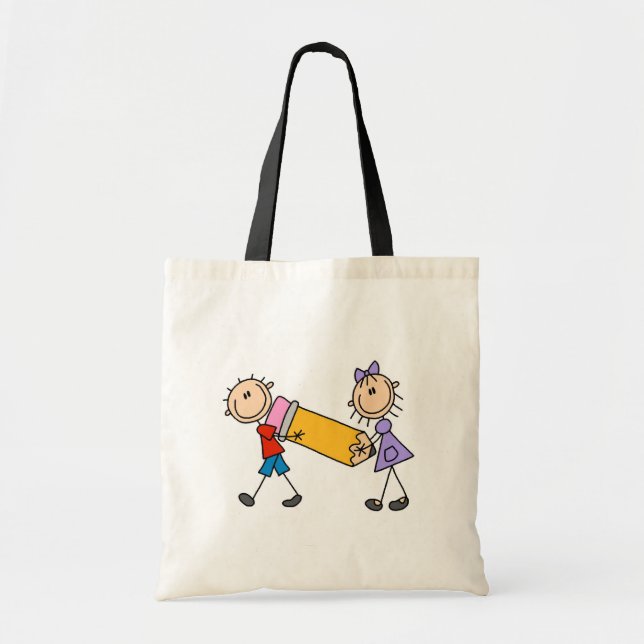 Bolso De Tela Pegar niños con lápiz (Frente)