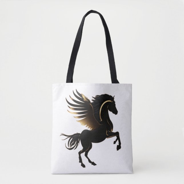Bolso De Tela Pegaso Dorado Negro (Anverso)
