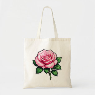 Bolso De Tela Pegatina de flores rosa rosa transparente