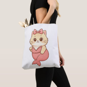 Bolso De Tela Pegatina de gato sirena lindo