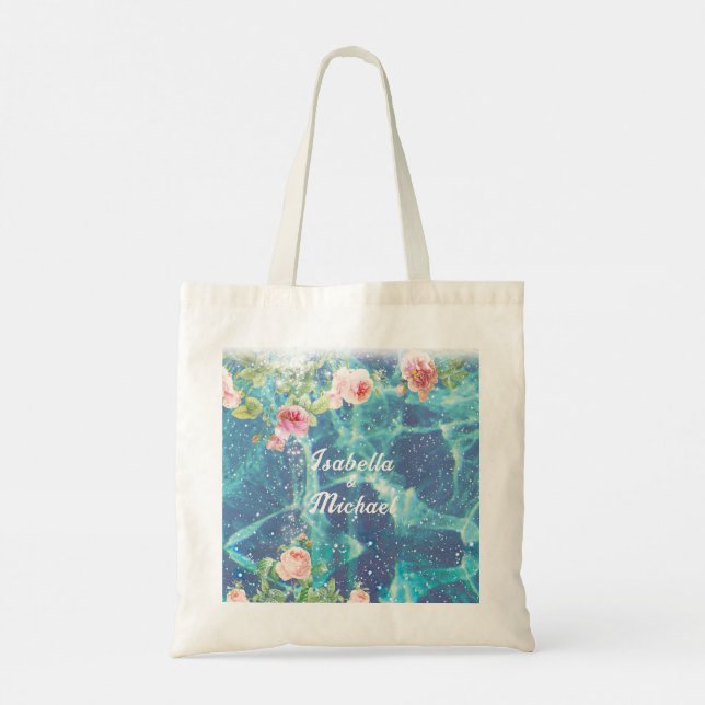 Bolso De Tela Pegatina de nombres de pareja personalizados román (Reverso)