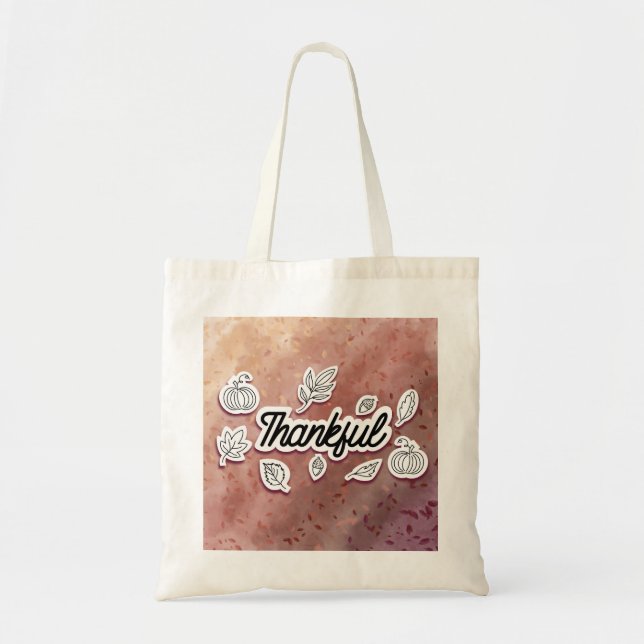 Bolso De Tela Pegatinas de acuarela de otoño con agradecimiento (Frente)