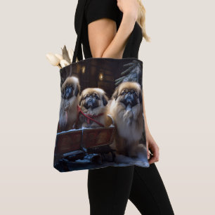 Bolso De Tela Pekinés Temporada Navideña Festiva