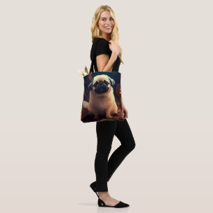 Bolso De Tela Pekingese de Halloween con calabazas aterradoras