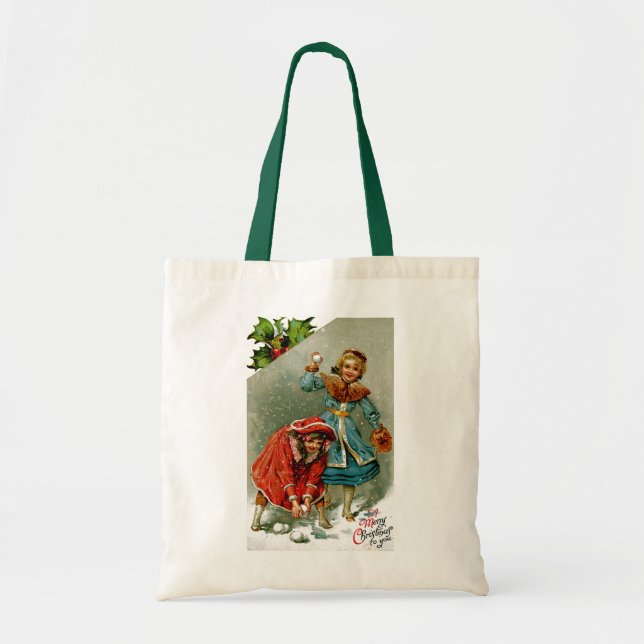 Bolso De Tela Pelea de bolas de nieve (Frente)